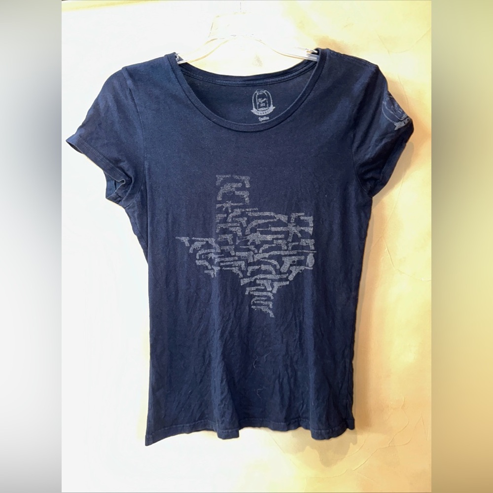 Mason Jar Label Texas Guns SS T-Shirt Sz Women’s Medium Junior Navy Blue